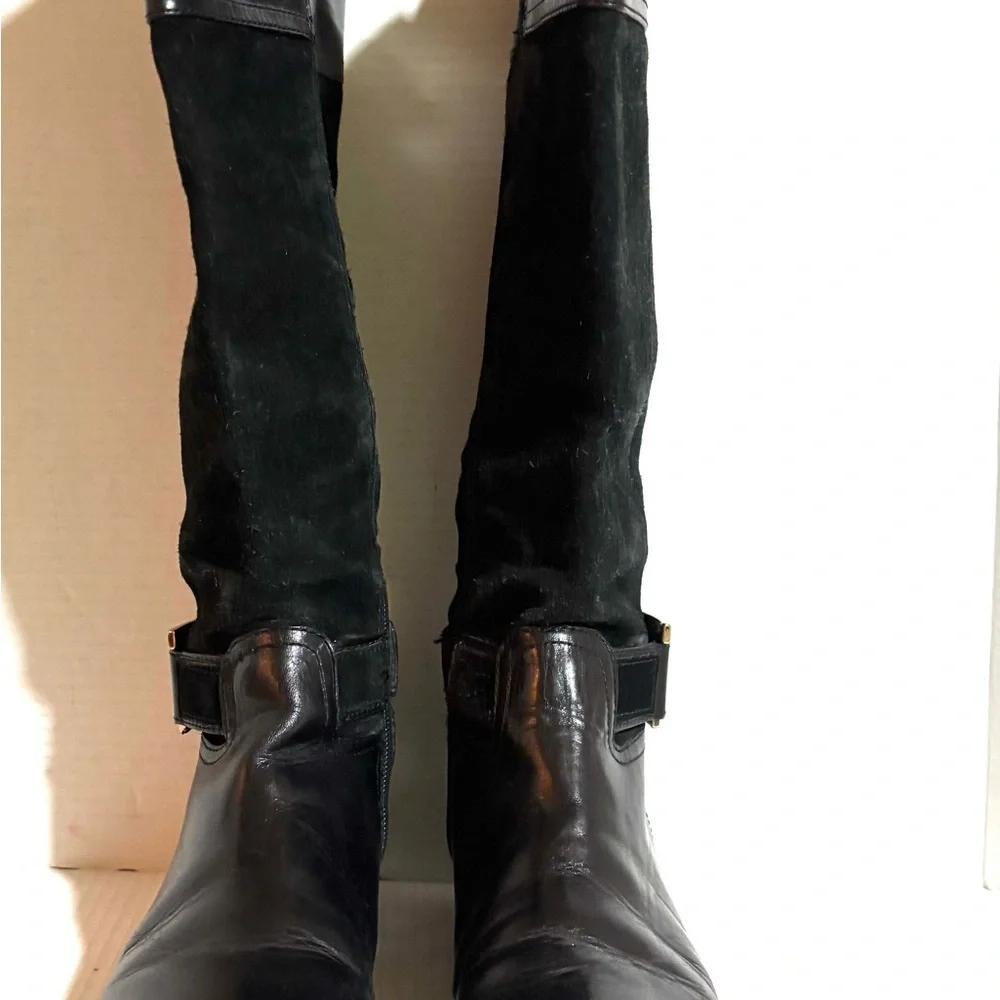 Tory Burch vintage Elegant Black Leather/ suede Riding Boots
